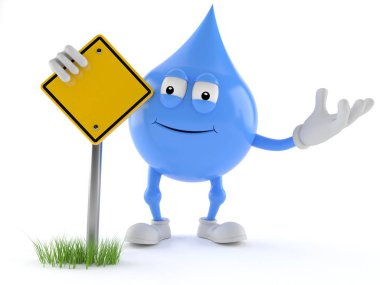 Boş yol işareti olan su damlası karakteri