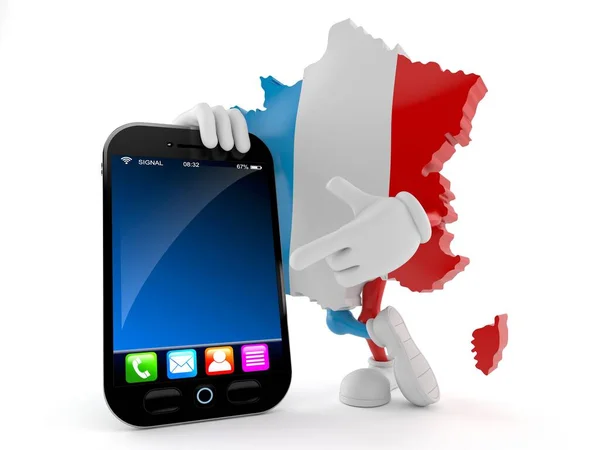 Personagem França com smartphone — Fotografia de Stock