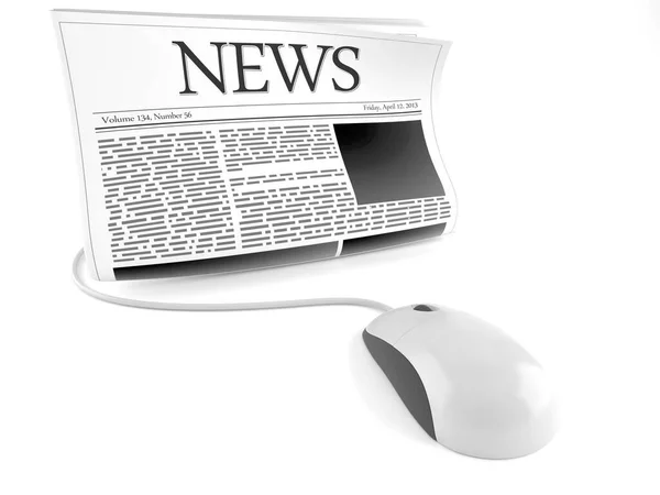 Newspaper with computer mouse — Stock Photo, Image