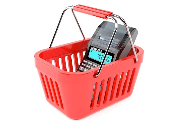 Calculator inside shopping basket — Stock Photo, Image