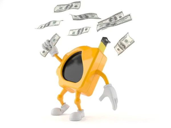 Measure tape character catching money — Stock Photo, Image