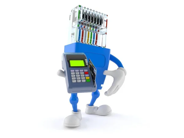 Network character holding credit card reader — ストック写真