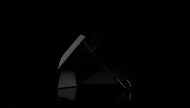 Siyah arkaplanda şemsiye