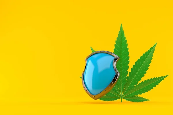 Cannabisblad med skyddande sköld — Stockfoto
