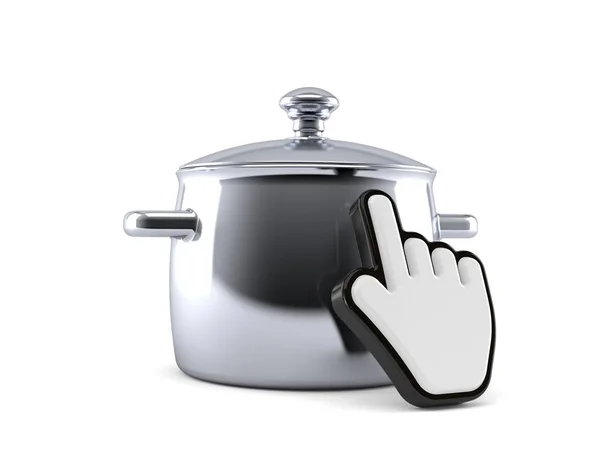 Kitchen pot with web cursor — Stock Photo, Image
