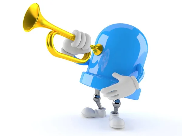 Led karaktär spelar trumpet — Stockfoto