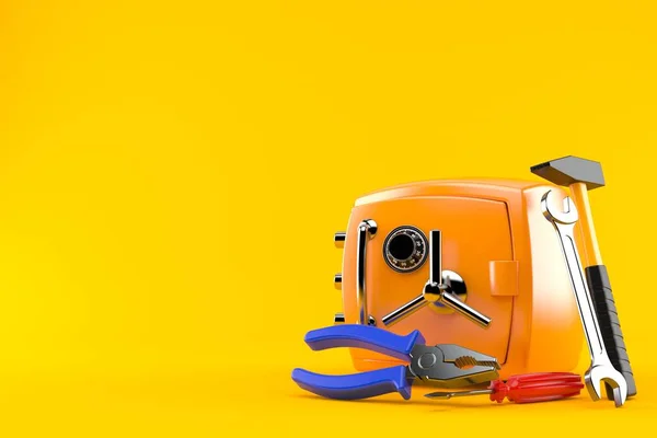 Caja fuerte naranja con herramientas de trabajo —  Fotos de Stock