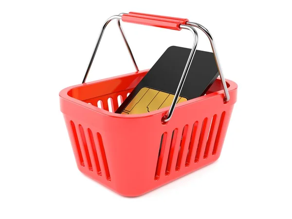 SIM card inside shopping basket — Stock Photo, Image