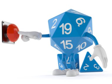 Beyaz arkaplandaki Rpg zar karakteri düğmesine bas