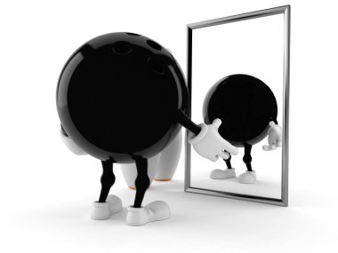 Bowling karakteri aynaya bakıyor.