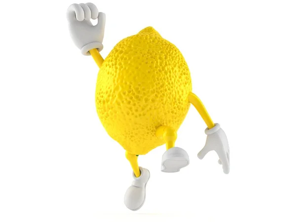 Лимонний персонаж стрибає з радощів. — стокове фото