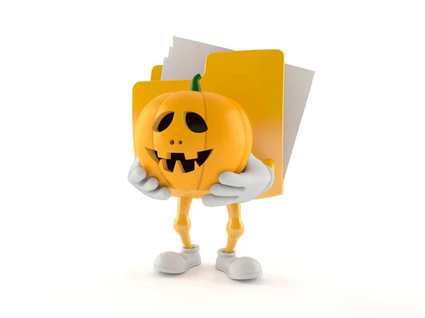 Folder character holding jack o lantern — Stock Photo, Image