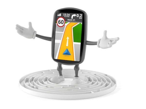 GPS navigatie personage in doolhof — Stockfoto