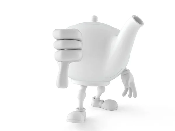 Чайник персонаж с большим пальцем вниз жест — стоковое фото