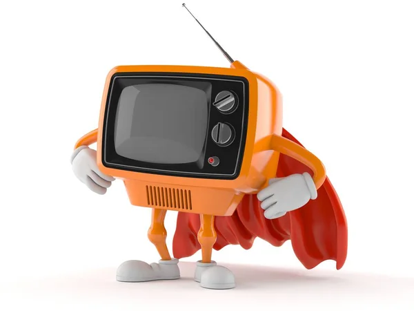 Retro TV character with hero cape — Stock Photo, Image