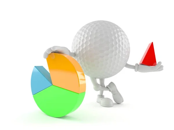 Golfboll karaktär med cirkeldiagram — Stockfoto