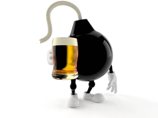 Personagem bomba segurando copo de cerveja — Fotografia de Stock