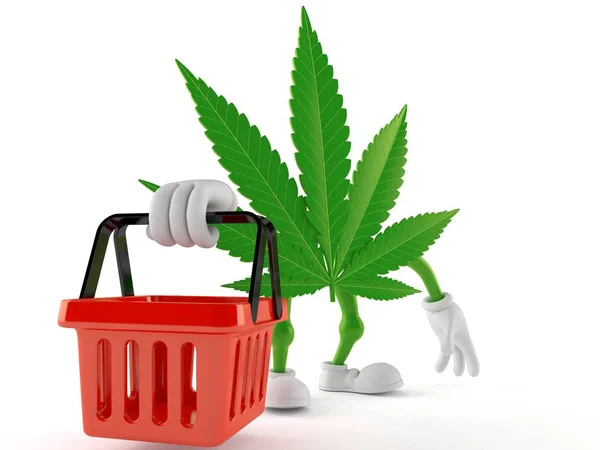 Cannabis karakter met boodschappenmandje — Stockfoto