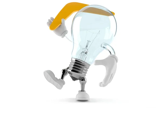 Light bulb character throwing boomerang — Stock Photo, Image