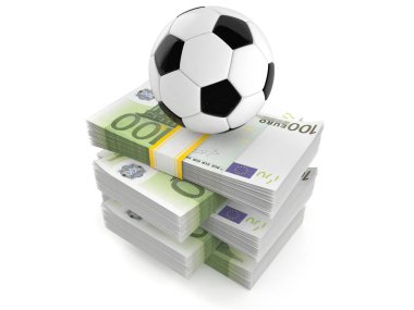 Futbol topu para yığını üzerinde