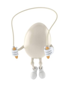 Atlama ipinde zıplayan yumurta karakteri