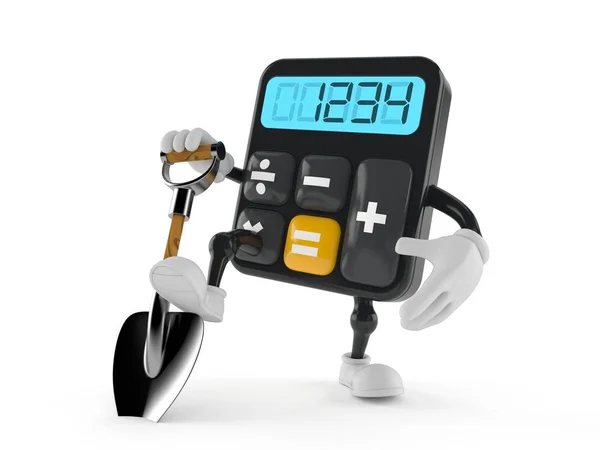 Calculator character with shovel — Stock Photo, Image