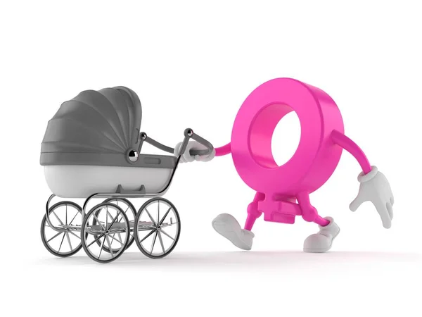 Női nemi szimbólum karakter baba babakocsi — Stock Fotó