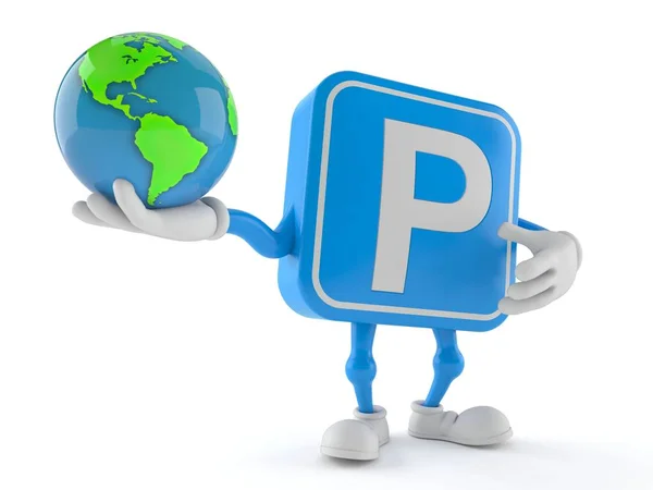 Символ паркування, що тримає глобус світу — стокове фото