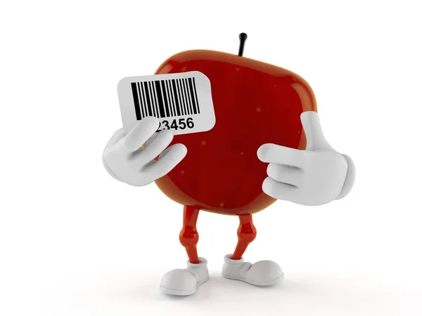 Apple character holding barcode