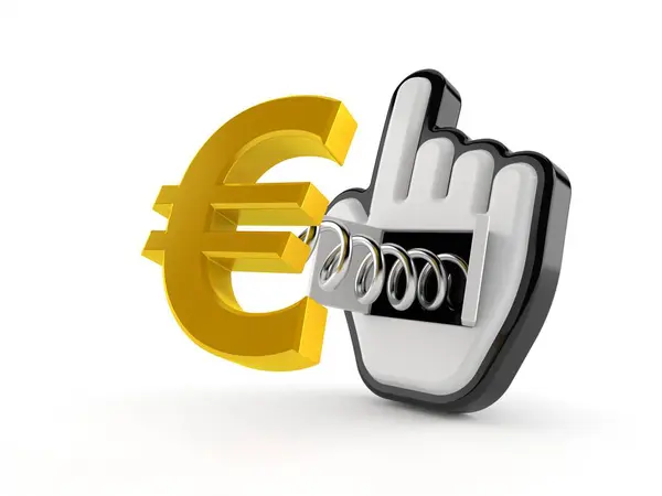 Moneta Euro con cursore web — Foto Stock