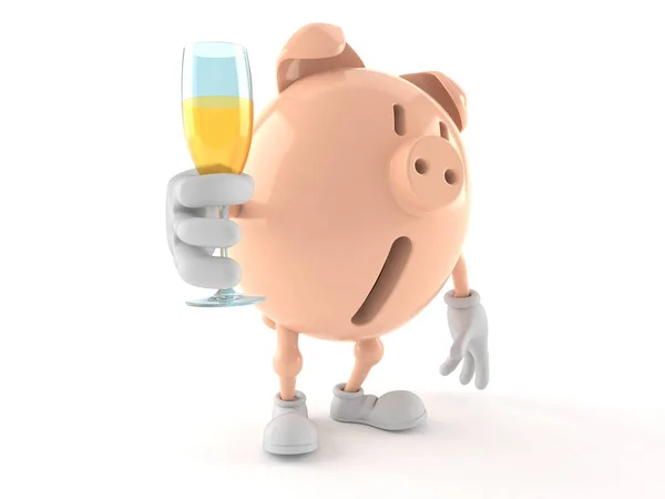 Piggy bank character toasting — Stock Photo, Image