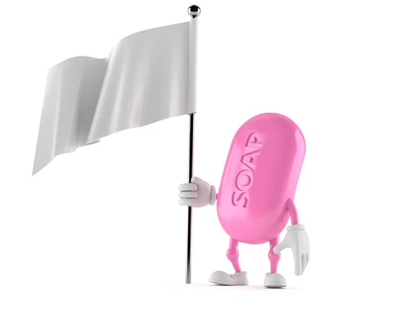 Znak mydła z białą flagą — Zdjęcie stockowe