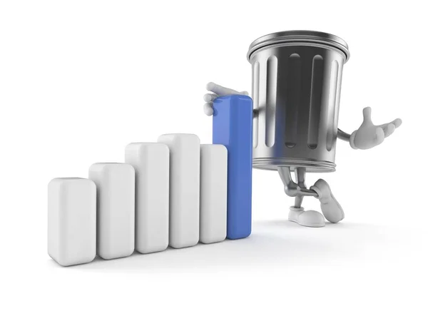 Trash can character with chart — Stock Photo, Image