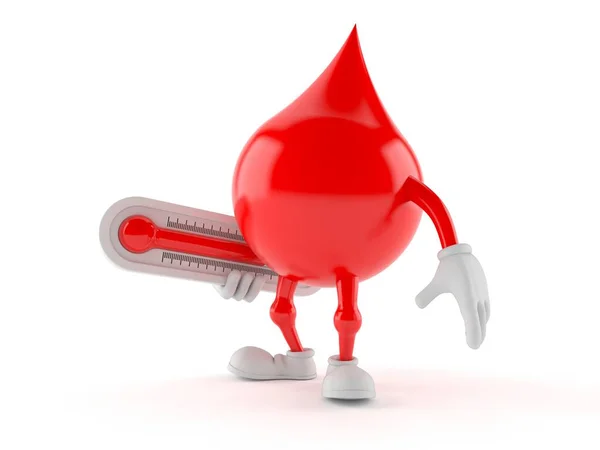 Carácter sanguíneo que sostiene el termómetro — Foto de Stock