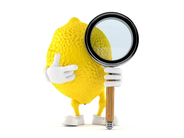 Personagem de limão com lupa — Fotografia de Stock