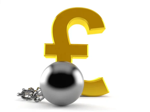 Pound currency with prison ball — Stock Photo, Image