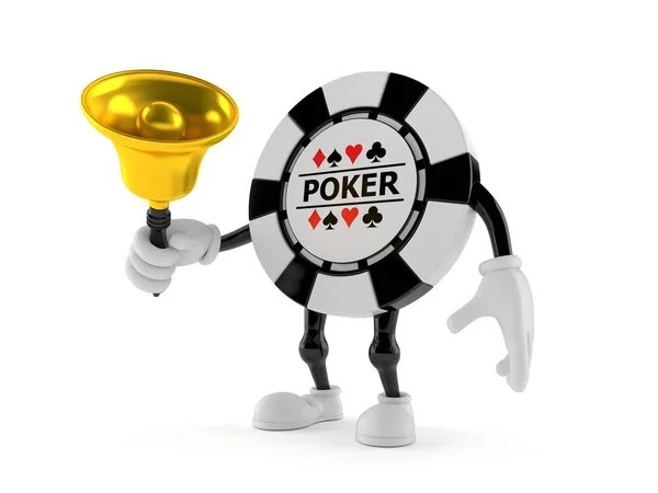 Gioco d'azzardo chip personaggio in possesso di un campanello a mano — Foto Stock