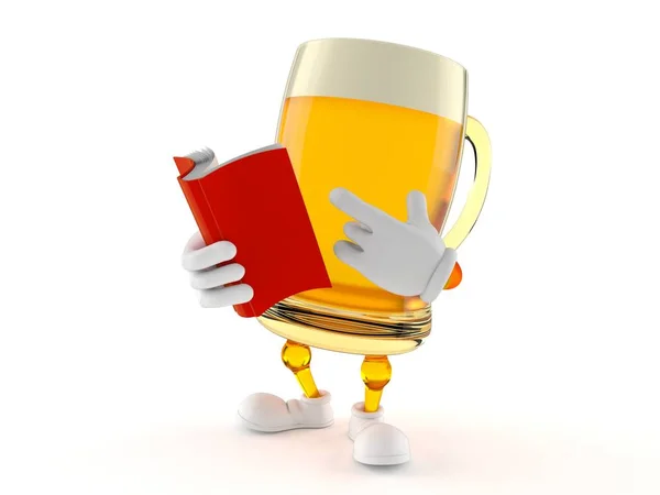 Χαρακτήρας μπύρας που διαβάζει ένα βιβλίο — Φωτογραφία Αρχείου