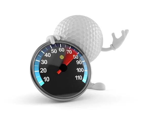 Golf ball character with speed meter — Stock Photo, Image