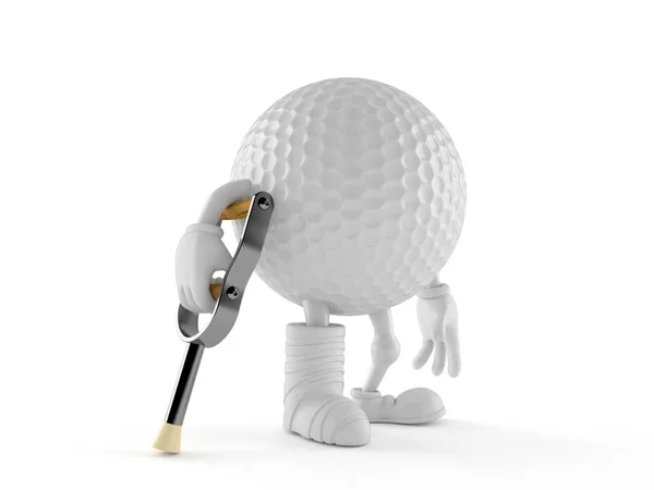 Golf ball character with broken leg — Stock Photo, Image