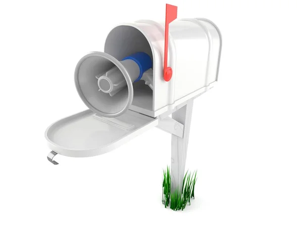 Posta kutusunun içindeki megafon — Stok fotoğraf