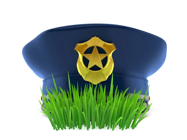 Cappello di polizia sull'erba — Foto Stock