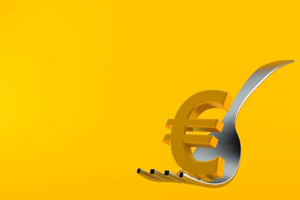 Euro munt met vork — Stockfoto