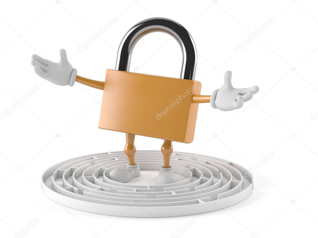 Padlock character inside maze