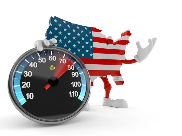 USA character with speed meter — Stock Photo, Image