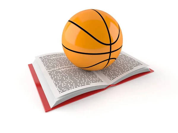 Basketbal op open boek — Stockfoto
