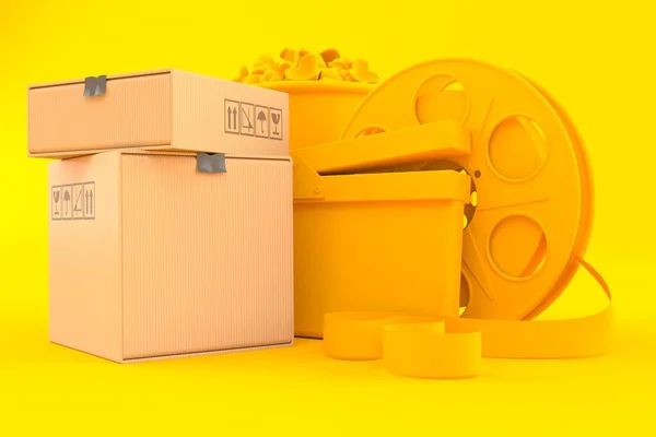 Cinema fundo com pilha de caixas — Fotografia de Stock