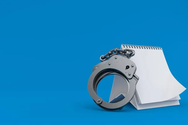 Handcuffs with blank calendar — Stock Photo, Image