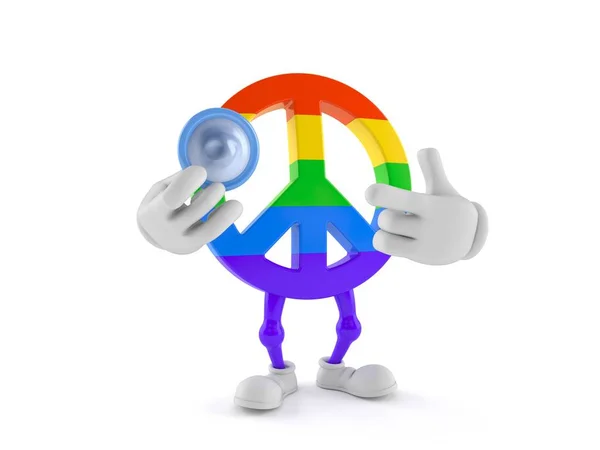 Símbolo de paz carácter sosteniendo condón — Foto de Stock