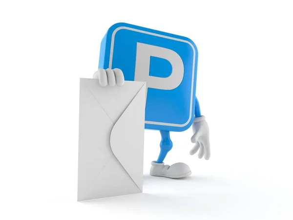 Estacionamiento símbolo carácter con sobre —  Fotos de Stock
